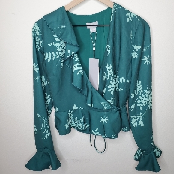 Finders Keepers Lime Cosmos Wrap Top Medium - Picture 4 of 10